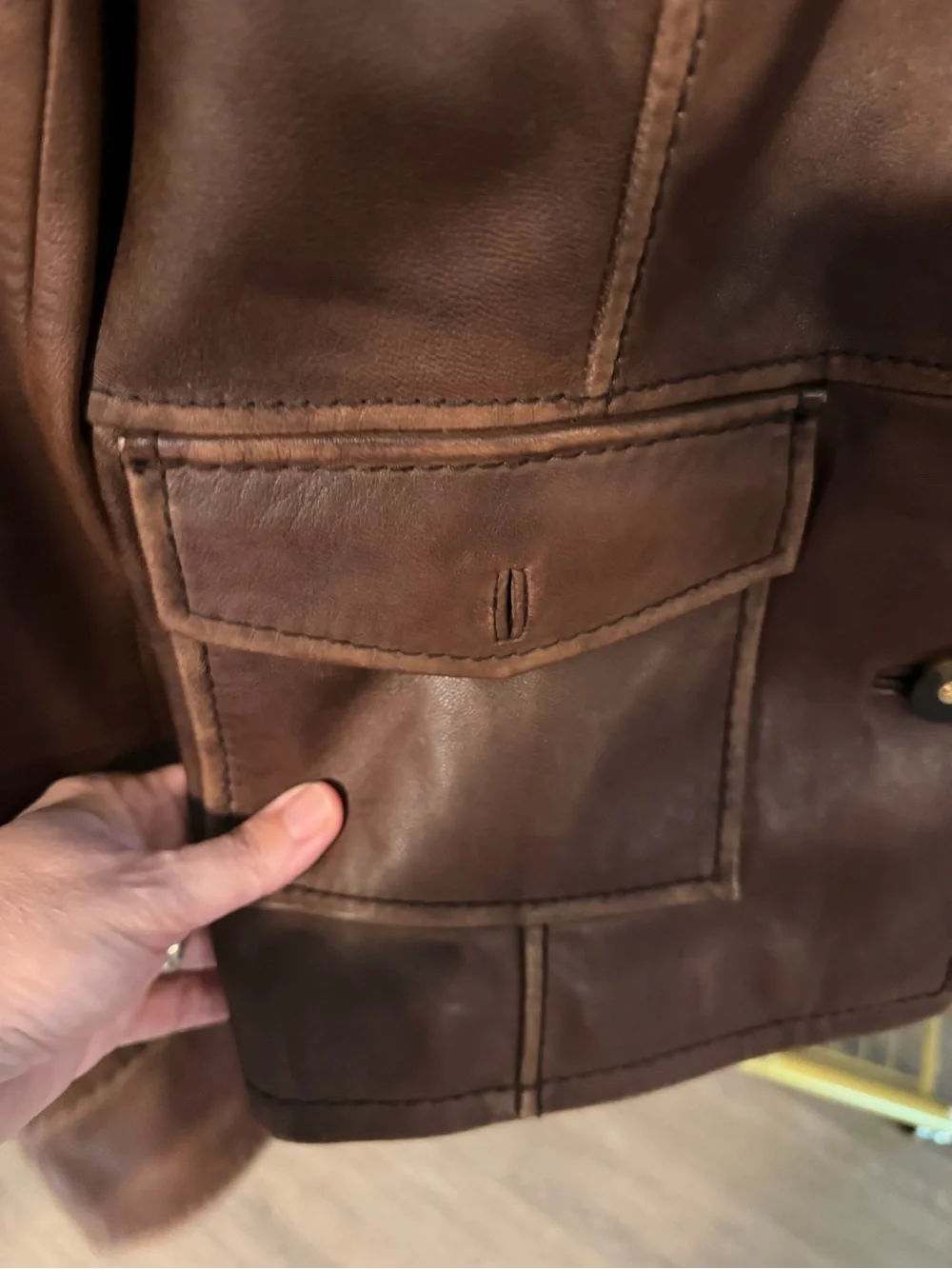 Tory Burch Brown Leather Military-Style Jacket